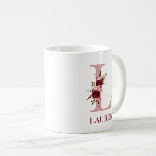 レターLブルゴーニュ赤面フローラ コーヒーマグカップ (正面右)