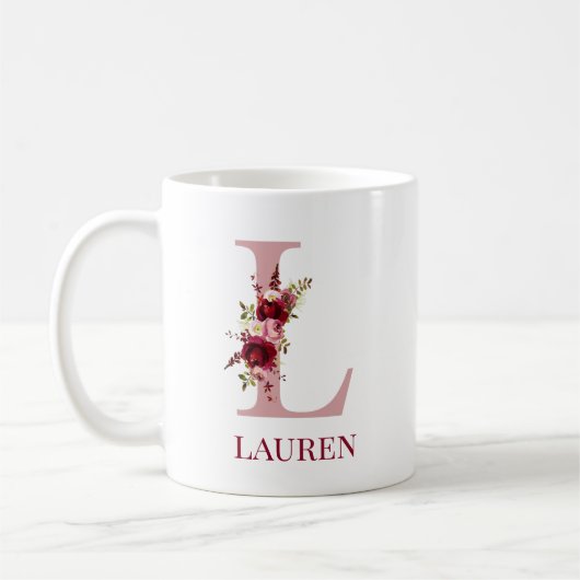 レターLブルゴーニュ赤面フローラ コーヒーマグカップ (左)