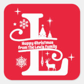 レターLモノグラムイニシャル名挨拶 スクエアシール (正面)