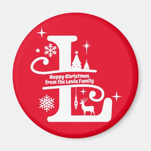 レターLモノグラムイニシャル名挨拶 マグネット (正面)