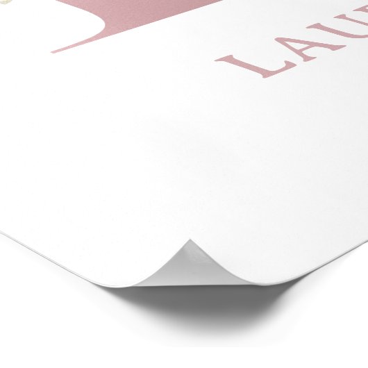 レターLモノグラムウォーターカラーバラ花模様子供部屋 ポスター (角)