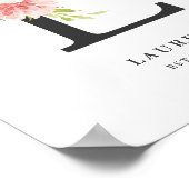 レターLモノグラムウォーターカラーピーチ花模様子供部屋 ポスター (角)