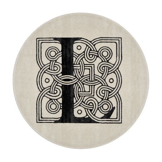 レターLヴィンテージケルト結び目模様モノグラム カッティングボード (正面)