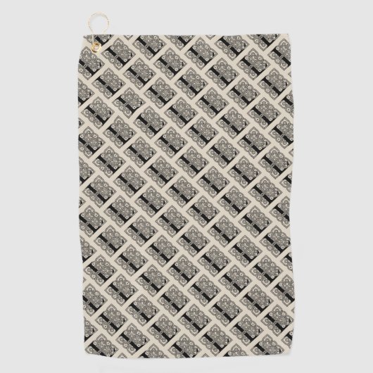 レターLヴィンテージケルト結び目模様モノグラム ゴルフタオル (正面)