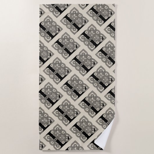 レターLヴィンテージケルト結び目模様モノグラム ビーチタオル (正面)