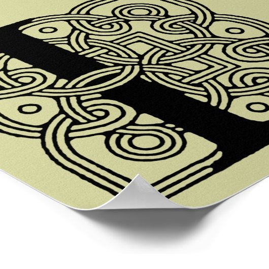 レターLヴィンテージケルト結び目模様モノグラム ポスター (角)