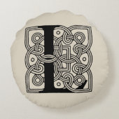 レターLヴィンテージケルト結び目模様モノグラム ラウンドクッション (裏面)