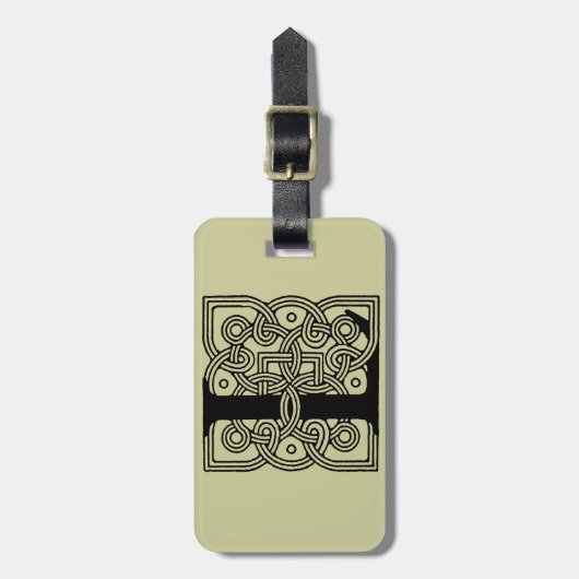 レターLヴィンテージケルト結び目模様モノグラム ラゲッジタグ (正面縦)