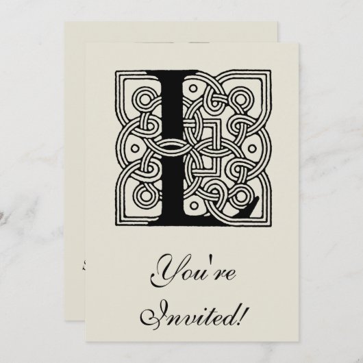 レターLヴィンテージケルト結び目模様モノグラム 招待状 (正面/裏面)