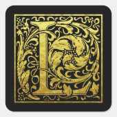 レターL最初のレターフェイク金ゴールドシール スクエアシール (正面)