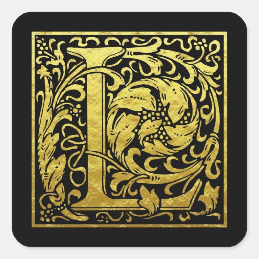 レターL最初のレターフェイク金ゴールドシール スクエアシール (正面)