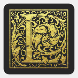 レターL最初のレターフェイク金ゴールドシール スクエアシール