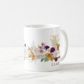 レターL -金ゴールドフローラ名姉妹同僚の友人 コーヒーマグカップ (正面右)