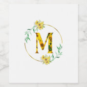 レターMひまわりパターン ワインラベル (シングルラベル)