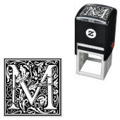 レターMアールヌーボー白黒タイル セルフインキングスタンプ (インサイチュ)