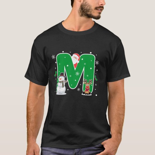 レターMイニシャル名文字モノグラムサンタクロリ Tシャツ (正面)