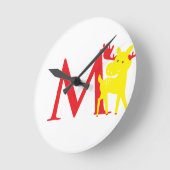 レターMイニシャル時計 ラウンド壁時計 (傾斜)