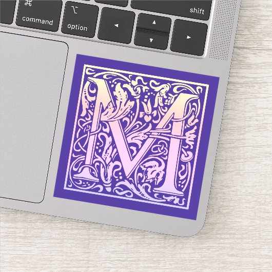 レターMカラフルヴィンテージ最初の文字のグラデーション シール (詳細)