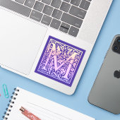 レターMカラフルヴィンテージ最初の文字のグラデーション シール (ノートパソコンとiPhone)