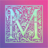 レターMカラフルヴィンテージ最初の文字のグラデーション シール (正面)