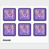 レターMカラフルヴィンテージ最初の文字のグラデーション スクエアシール (シート)