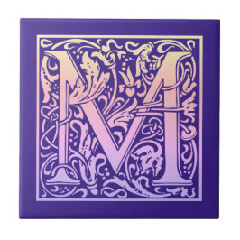 レターMカラフルヴィンテージ最初の文字のグラデーション タイル