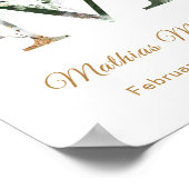 レターMグリーンと金ゴールドの葉ベビー誕生 ポスター (角)