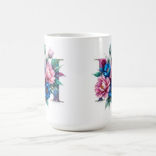 レターMコーヒーマグ – フローラデザインギフト コーヒーマグカップ (中央)