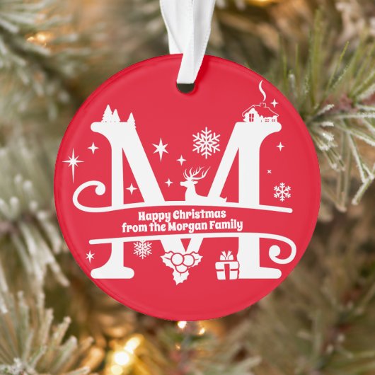 レターMモノグラムイニシャル名挨拶 オーナメント (ツリー)