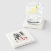 レターMモノグラムイニシャル愛国米国国旗 ストーンコースター (横)