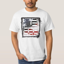 レターMモノグラムイニシャル愛国米国国旗 Tシャツ