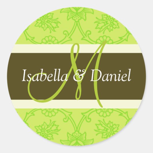 レターMモノグラム封筒ステッカー ラウンドシール (正面)