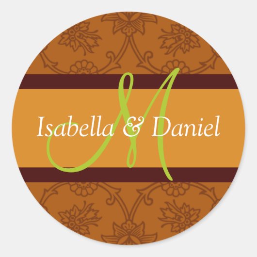 レターMモノグラム封筒ステッカー ラウンドシール (正面)