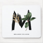 レターMモノグラム熱帯葉パーソナライズされた マウスパッド (正面)