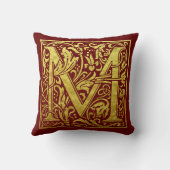 レターM最初のレターフェイク金ゴールド赤 クッション (裏面)