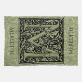 レターM最初の文字モノグラムパーソナライズされた キッチンタオル (横)