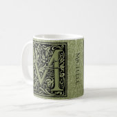 レターM最初の文字モノグラムパーソナライズされた コーヒーマグカップ (正面左)