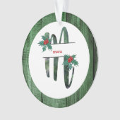 *~*レターM素朴クリスマスフォトWood AP44 オーナメント (正面)