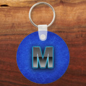 レターM – ネオンブルー キーホルダー (正面)