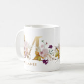 レターM -金ゴールドフローラ名姉妹同僚の友人 コーヒーマグカップ (正面左)