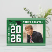 レターman 卒業生向け グリーン 発表＆招待状 招待状 (スタンド正面)