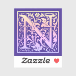 レターNカラフルヴィンテージ最初の文字のグラデーション シール