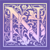 レターNカラフルヴィンテージ最初の文字のグラデーション シール (正面)