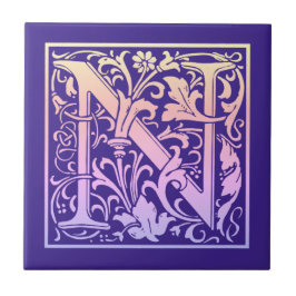 レターNカラフルヴィンテージ最初の文字のグラデーション タイル