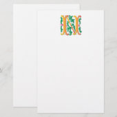 レターNモノグラム（紋章の）フラ・ダ・リ 便箋 (正面/裏面)