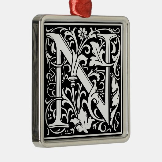 レターN中世モノグラムヴィンテージイニシャル メタルオーナメント (右)