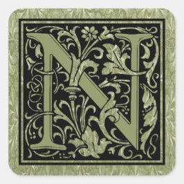 レターN最初の文字モノグラム スクエアシール