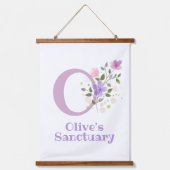 レターOと名(フローラデザイン) 吊り下げ型タペストリー (正面)