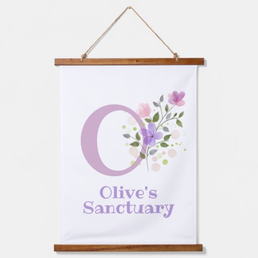 レターOと名(フローラデザイン) 吊り下げ型タペストリー (正面)