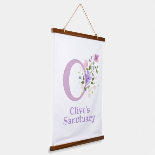 レターOと名(フローラデザイン) 吊り下げ型タペストリー (傾斜あり)